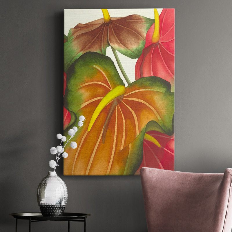 Anthuria I - peinture sur toile tendue, H 12 po x l 8 po x P 1 po