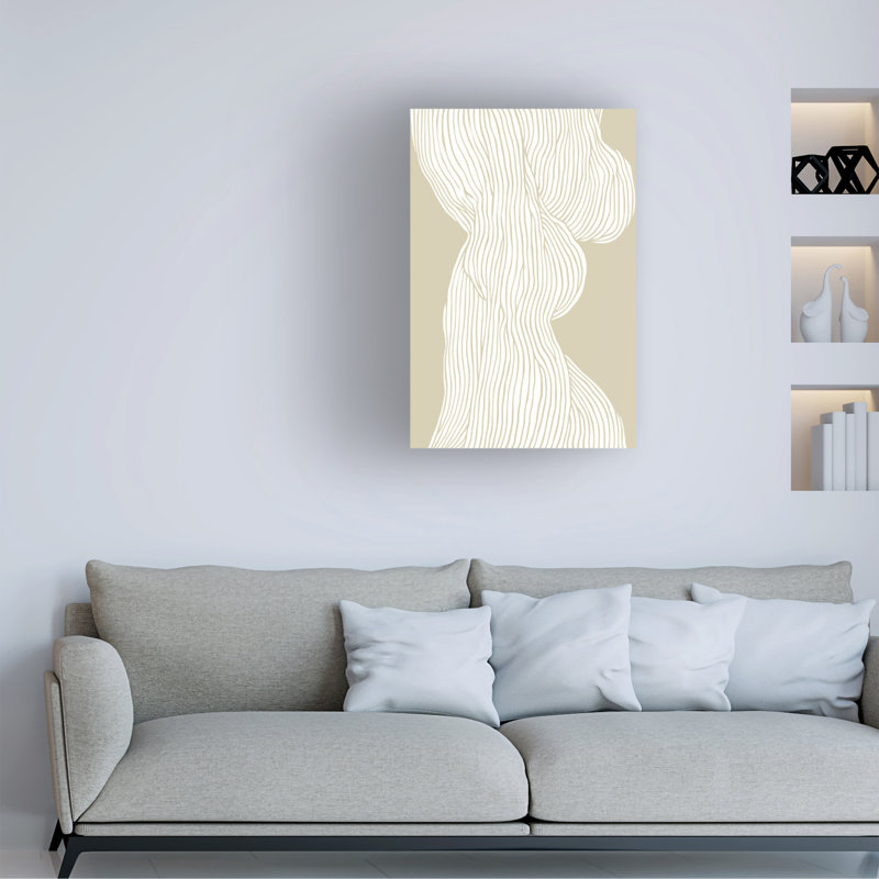 Fibre bolognaise no 1, impression sur toile, H 19 po x l 12 po x P 2 po, Beige