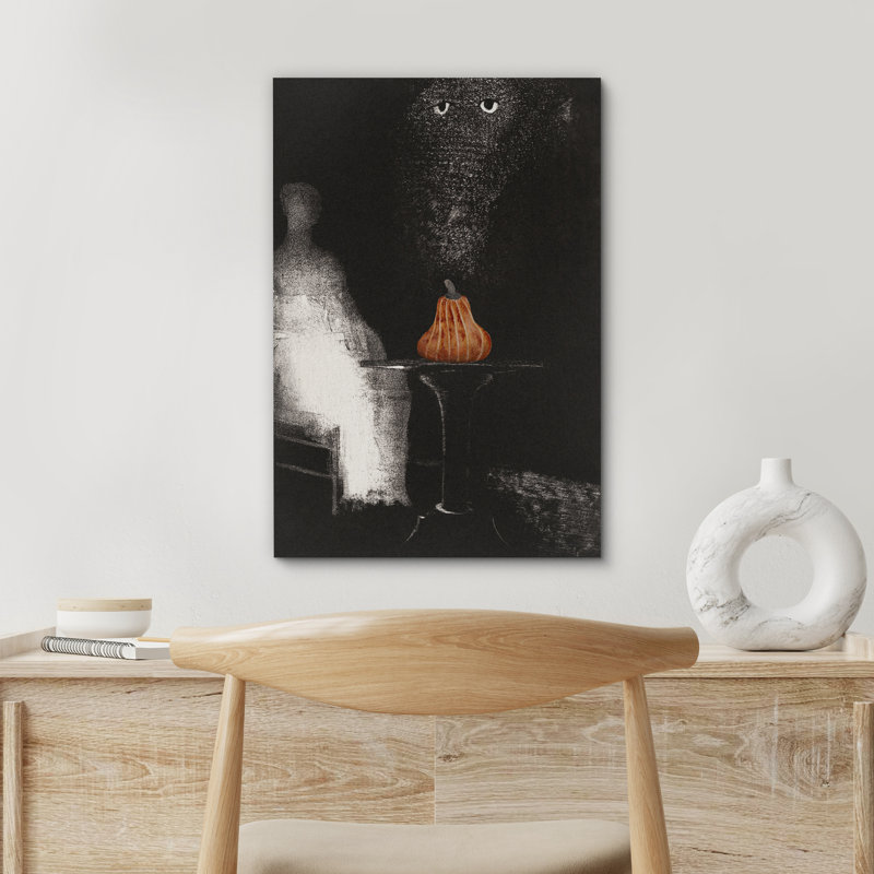 Moody Skull Moody, gothique foncé, citrouille, illustrations, art moderne, rustique, Toile tendue, H 18 po x l 12 po