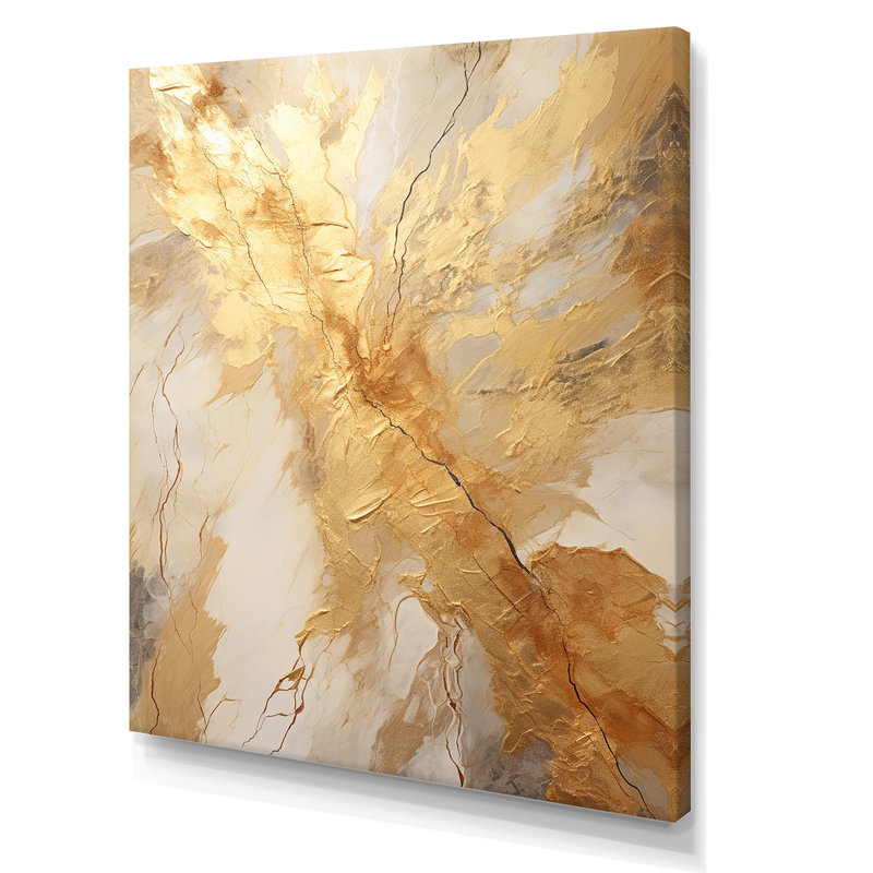 Éclairage marbré beige et doré - reproductions d'art murales abstraites, Toile tendue, H 20 po x l 12 po x P 1 po
