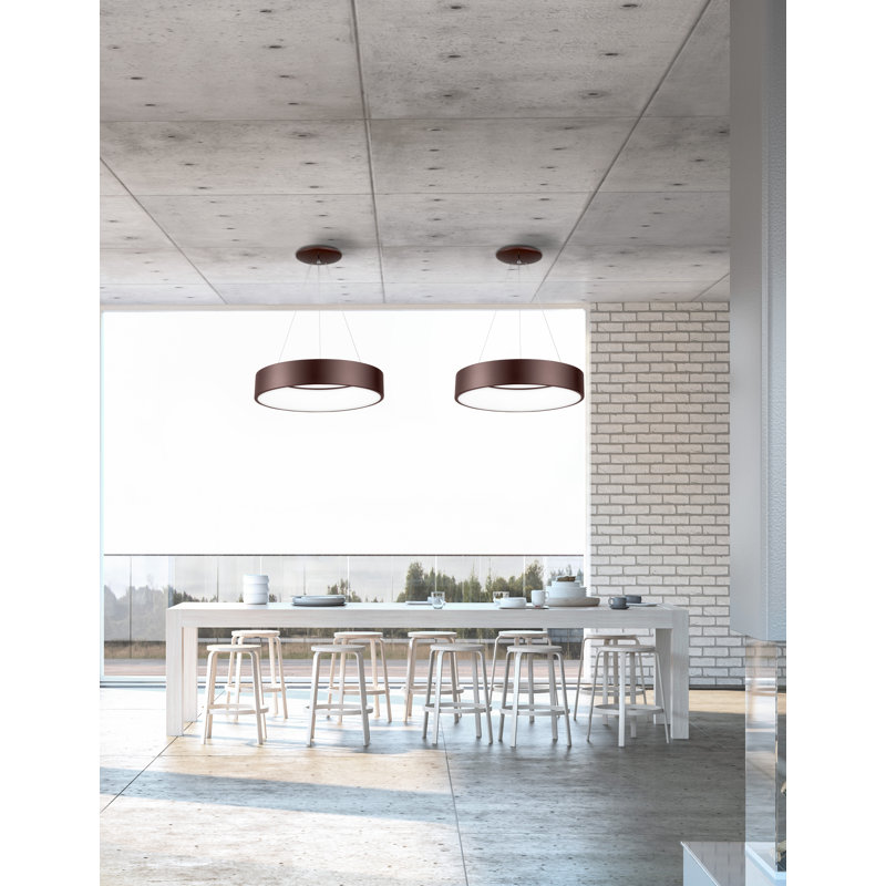 Rando 1 - Light LED Drum Pendant, Coffee Brown