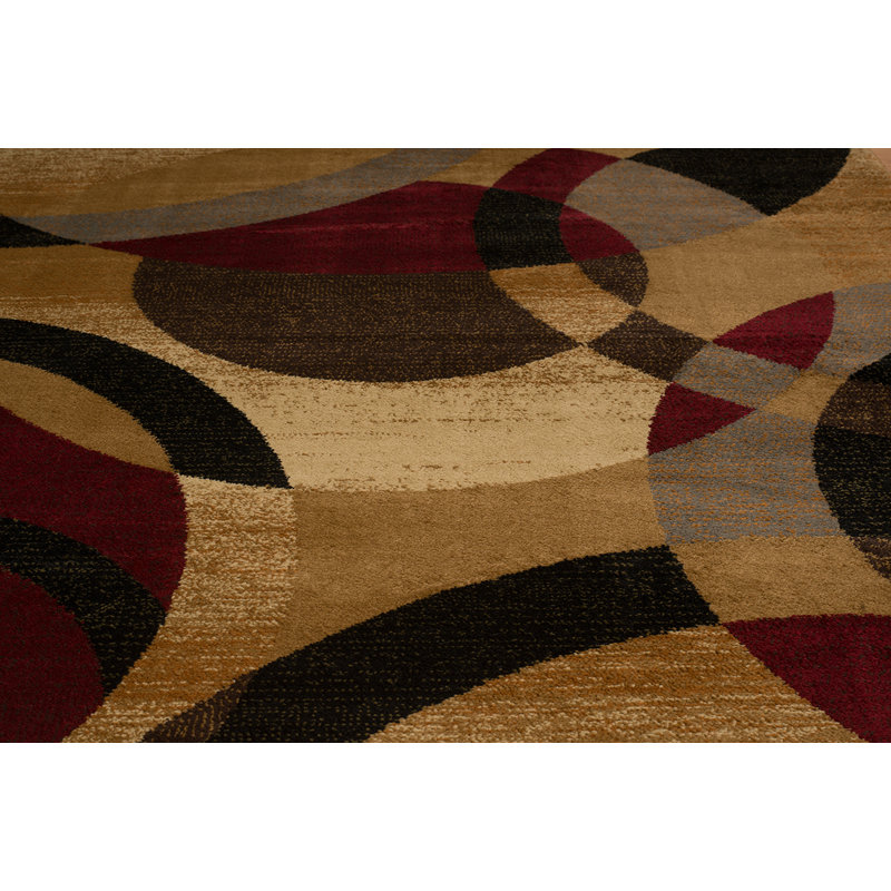 Tapis orange / brun / rouge Bahr Ricochet, Tapis de couloir : 1 pi 11 po x 7 pi 2 po