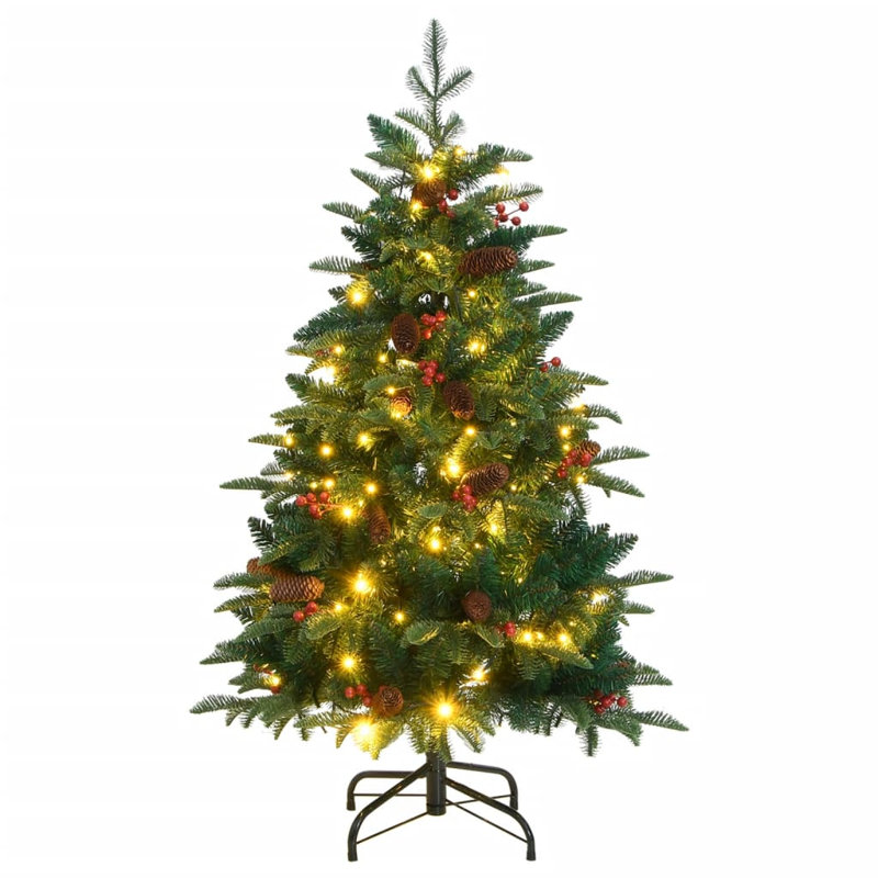 Lighted Christmas Tree, 59.1", With Leds & Rose Gold Balls