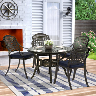 Round 4 - Person 38.5" Long Dining Set with Cushions