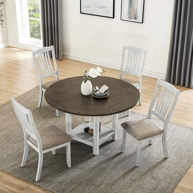 Table pliante multifonctionnelle avec rangement, pouvant accueillir 4 personnes, et bois massif, espace de rangement au design élégant pour un agencement de couleur brun blanc