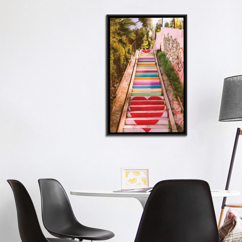 « Micheltorena stairs » par Bethany Young, reproduction de photo, H 40 po x l 26 po x P 1,5 po, Toile avec cadre noir