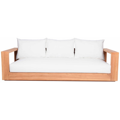Gazel 87'' Wide Teak Patio Sofa with Cushions