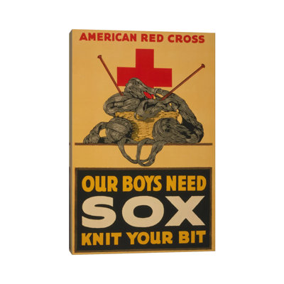 Our Boys Need Sox - Knit Your Bit American Red Cross Vintage Poster - Wrapped Canvas Print