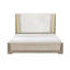 Luxueux lit à DEL avec grand lit et tête de lit tapissier à finition architecturale brun gris-135342274-135342275