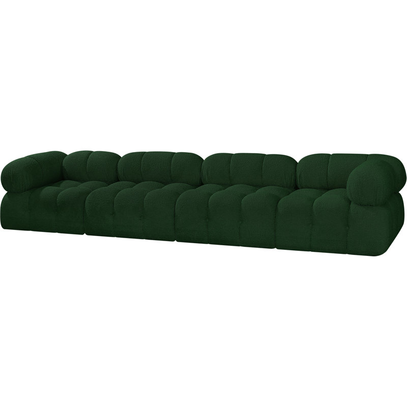 Ames Upholstered Sofa, Green Boucle Fabric, 2 Armless, 2 Corner