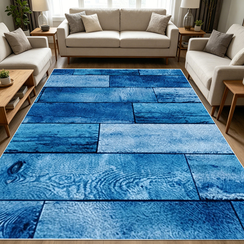 1PC vintage distressed navy blue wood plank area rugs for Living Room, Soft and Comfortable, Suitable for all seasons, easy-to-maintain, machine washable Indoor floor mat, Under Table Farmhouse suitable for dining table, kitchen, bedroom, entryway,