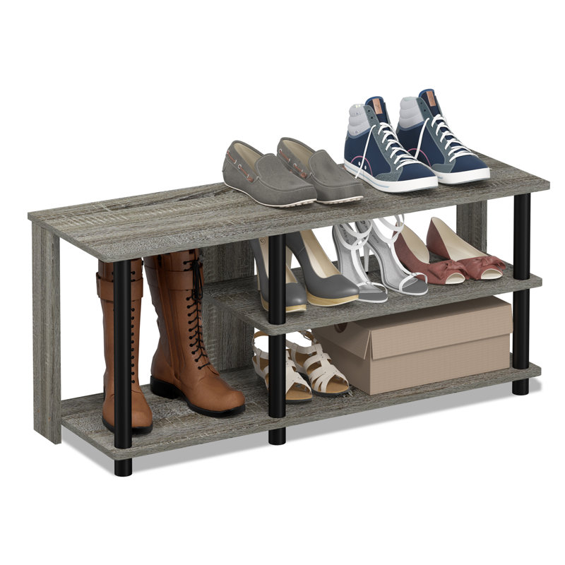Easy Assembly Stackable 13 Pair Shoe Rack, Grey