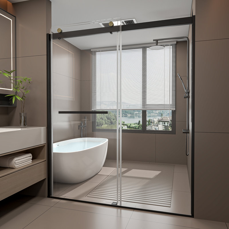 56" - 60" W x 74" H Double Sliding Frameless Shower Door  with 5/16"(8mm) Explosion-Proof Clear Tempered Glass