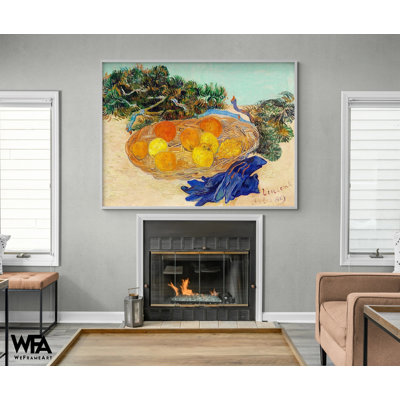 Nature morte d'oranges et de citrons avec des gants bleus par Vincent Van Gogh, impression d'art agrume, art mural citron, impression d'art fruits, fruits de Van Gogh