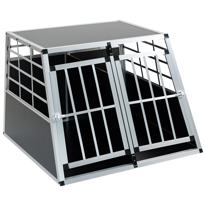Cage de transport pour animaux en aluminium à double porte