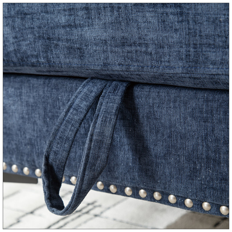 Canapé modulaire en L, repose-pieds convertible avec rangement, chenille, accoudoir carré, canapé capitonné moderne, 3 places et tête de clou