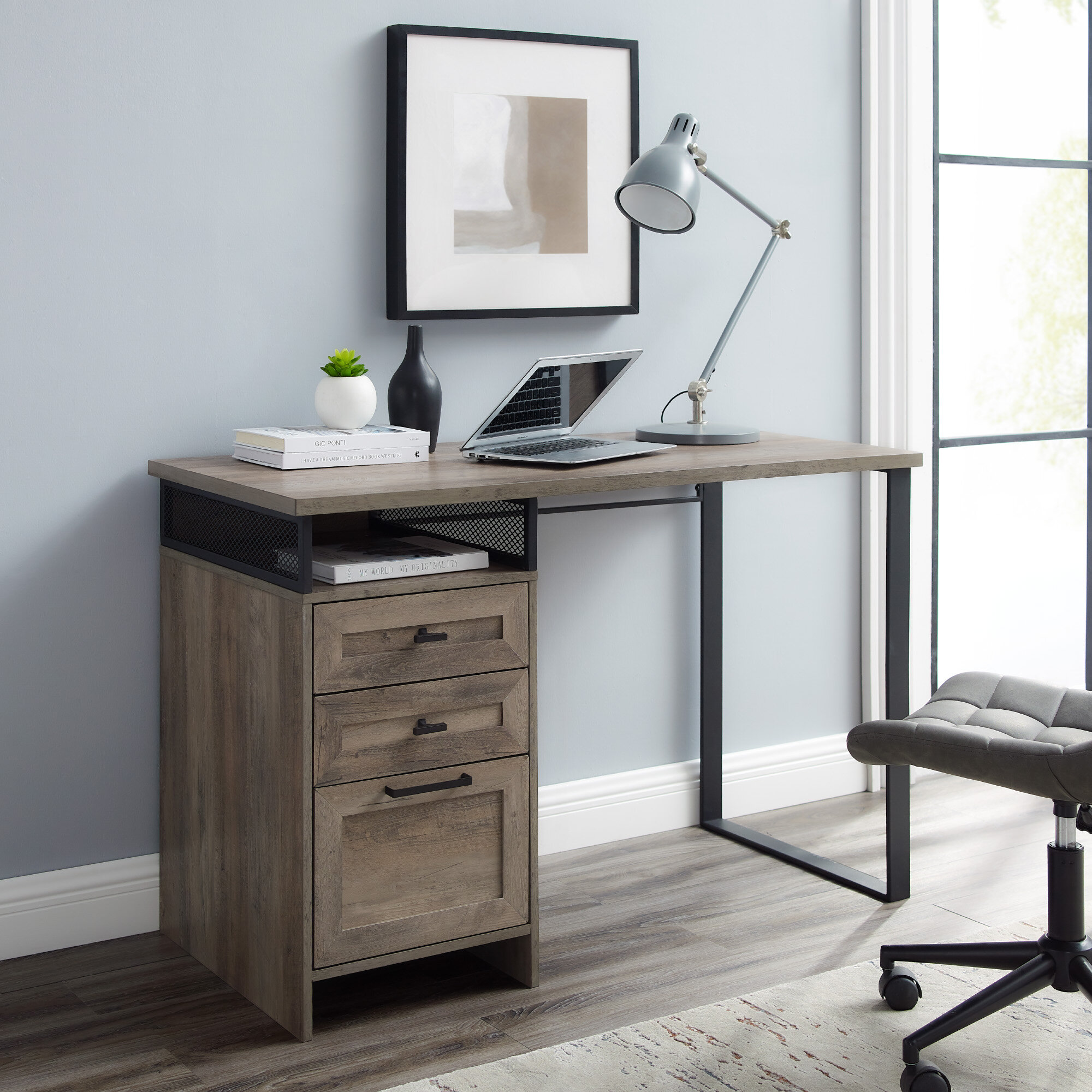 Industrial Modern Desk, Reclaimed Wood Desk, Executive Writing Desk, Urban  Oak Barnwood Computer Desk, Industrial Home Office Desk 