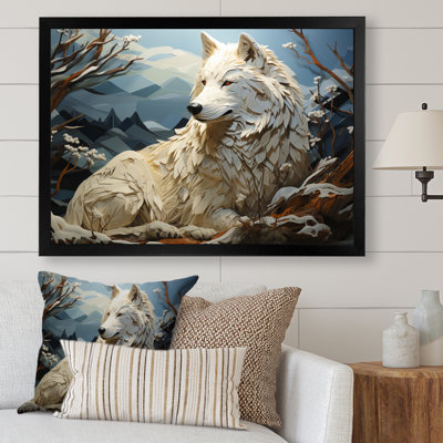 «Wolf Watch In Winter Patchwork II», reproduction d'art sur toile