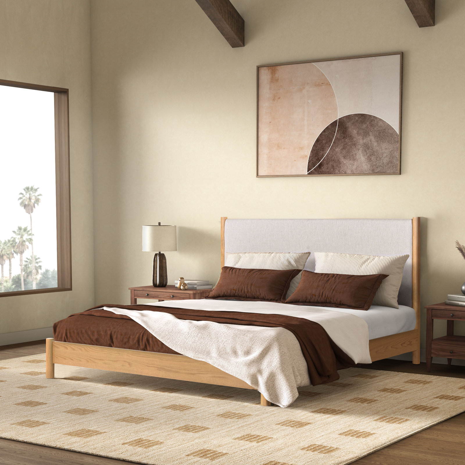 Kaplan Wood Bed, Natural/Beige, Queen