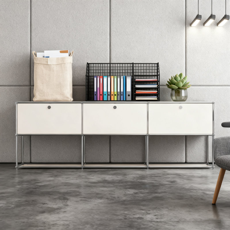 Armoire de rangement modulaire en métal avec tablettes réglables, Blanc