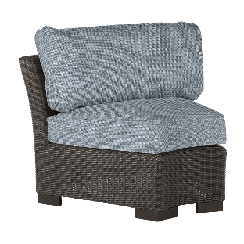 Club Woven Patio Chair with Cushions, No Welt, Rollo Chambray, Black Walnut