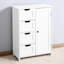 Armoire de rangement blanche pour salle de bain - Tablette réglable et tiroirs à poignées routées
