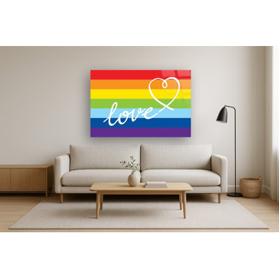 Love Rainbow Frameless Tempered Glass Wall Art - 40" x 60"