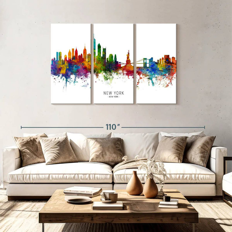«Sirci Vibrant New York Skyline I», H 48 po x l 74 po
