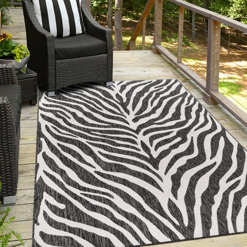 Tapis intérieur / extérieur blanc Phocas, Rectangle de 10 pi x 14 pi