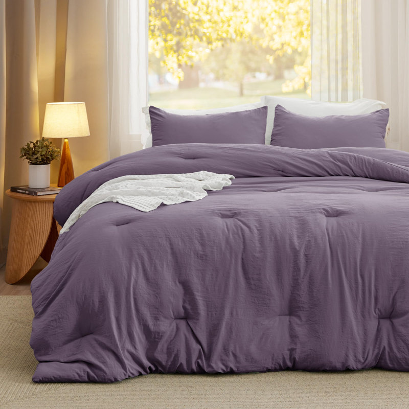 Ensemble d'édredon réversible, Mauve gris, Grand édredon + 2 taies d'oreiller standard