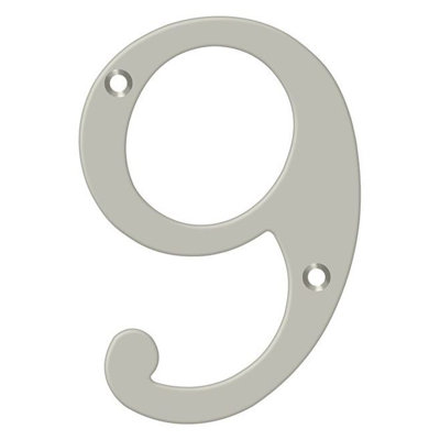 Deltana RN4-9U15 4" Numbers; Solid Brass; Satin Nickel Finish