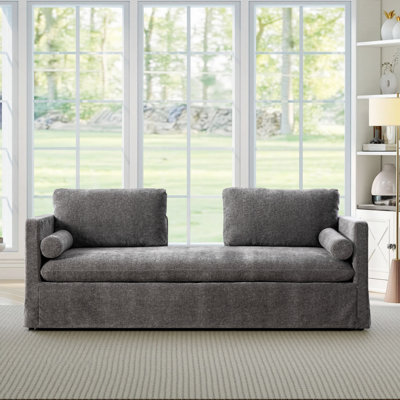 82.7" Wide  Upholstered Slipcovered Chaise Lounge