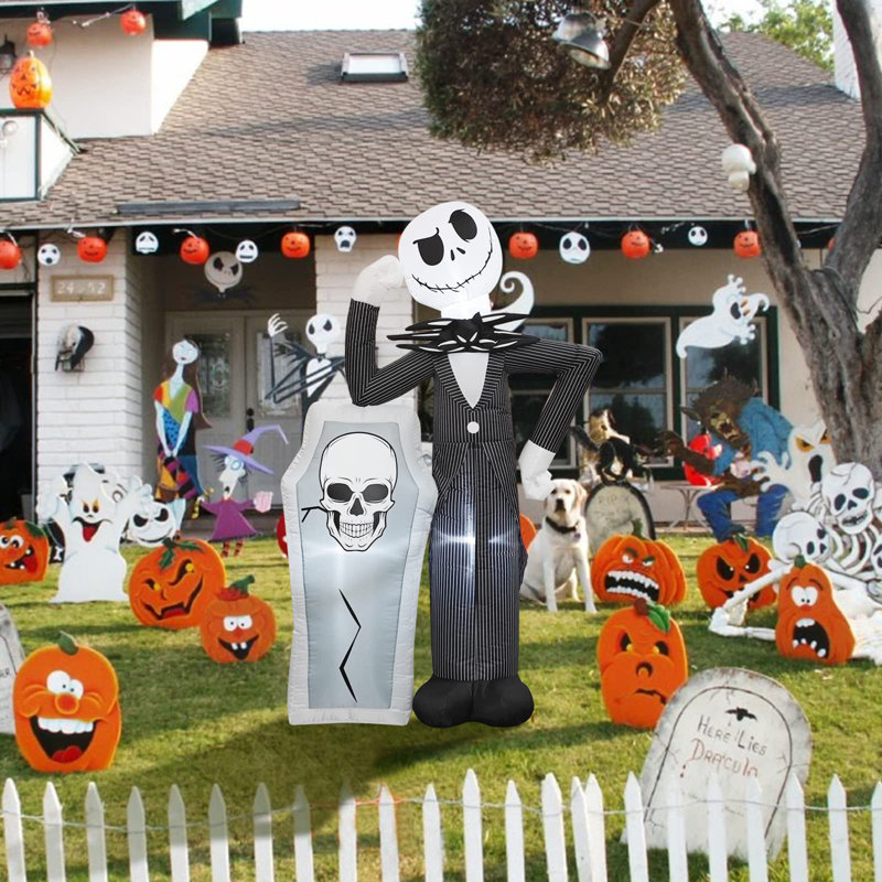 Squelette et pierre tombale gonflable d'Halloween