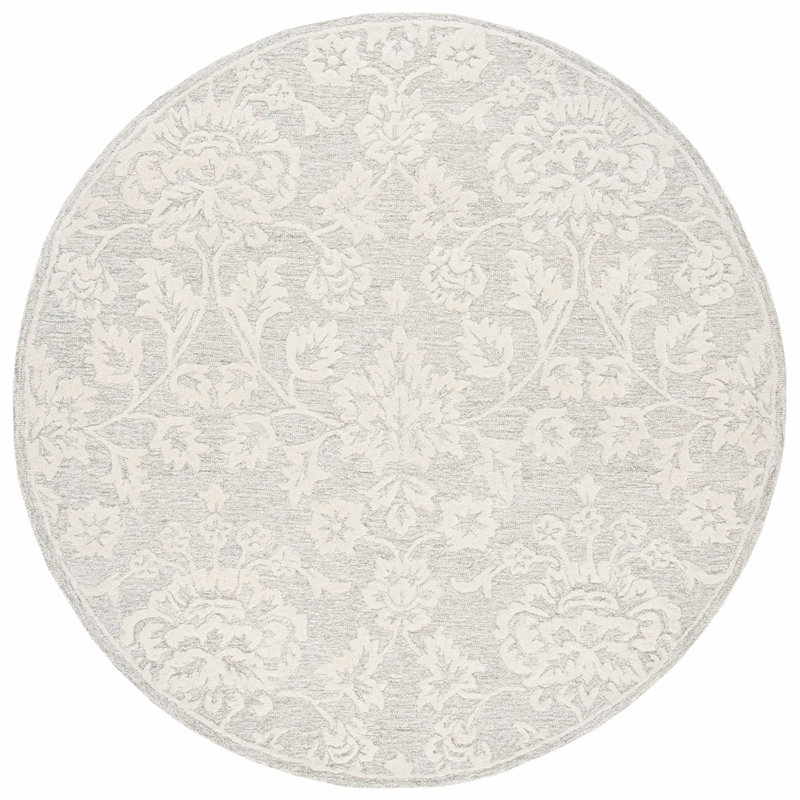 Shoshone Hand Tufted Wool Floral Rug, Round 6'