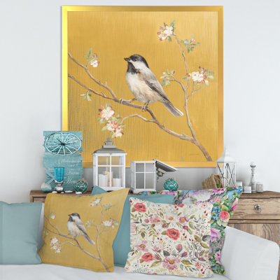 " Gold Bird On Blossoms IV "