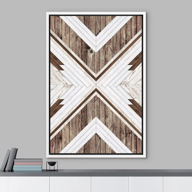 Panneaux de bois à motif géométrique abstrait Western Collage, H 24 po x l 16 po, Blanc