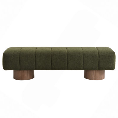 Boucle Upholstered Bench ,No-Assembly