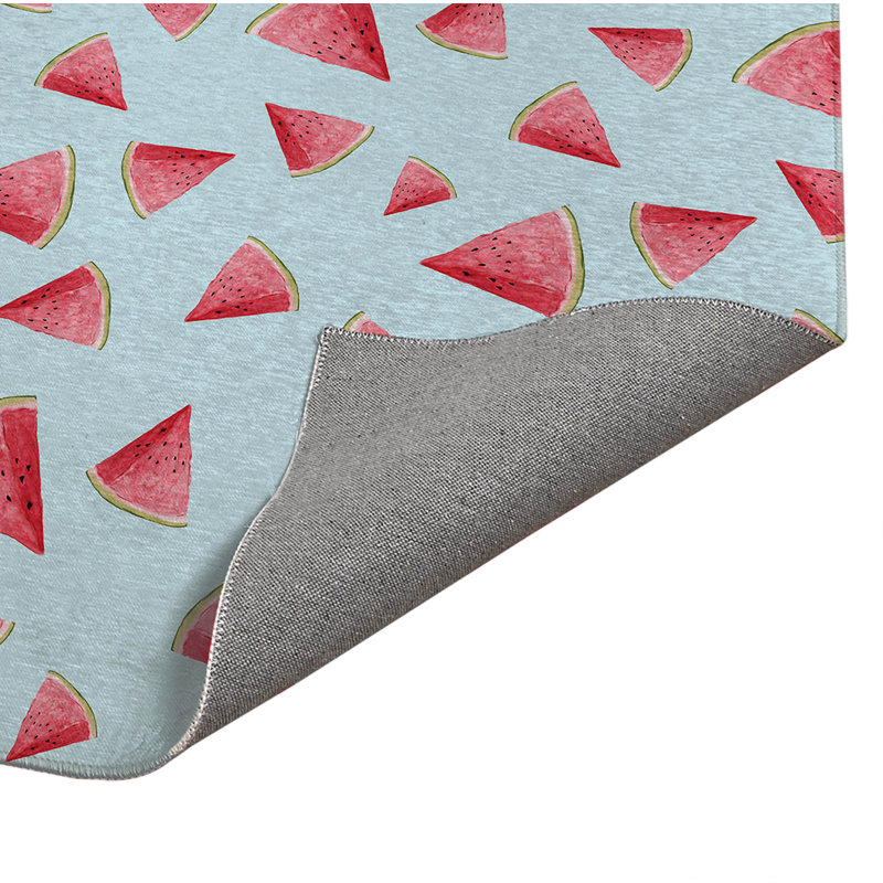 Tapis de cuisine antidérapant Summer Melon, Rectangulaire 3 pi x 5 pi, Bleu nuage