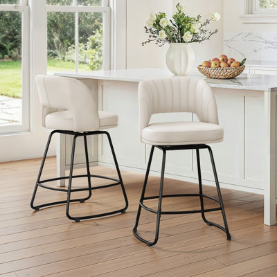 26''H Swivel Barstools With Metal Legs