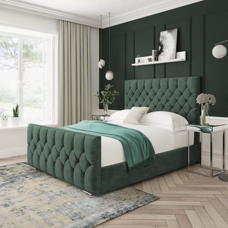 Upholstered Bed, Small Single (2'6), Green