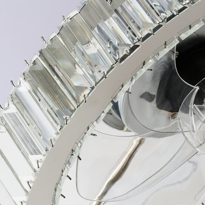17.71 "Modern Crystal Ceiling Fans With Lights And Remote, Chrome