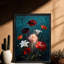 Art mural noir, nature morte et floral gothique, impression de cadre fantaisiste foncé rétro-690563514
