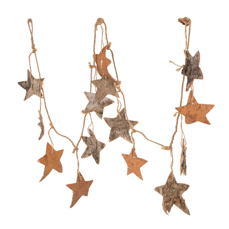 Birch Bark Star Garland with Jute
