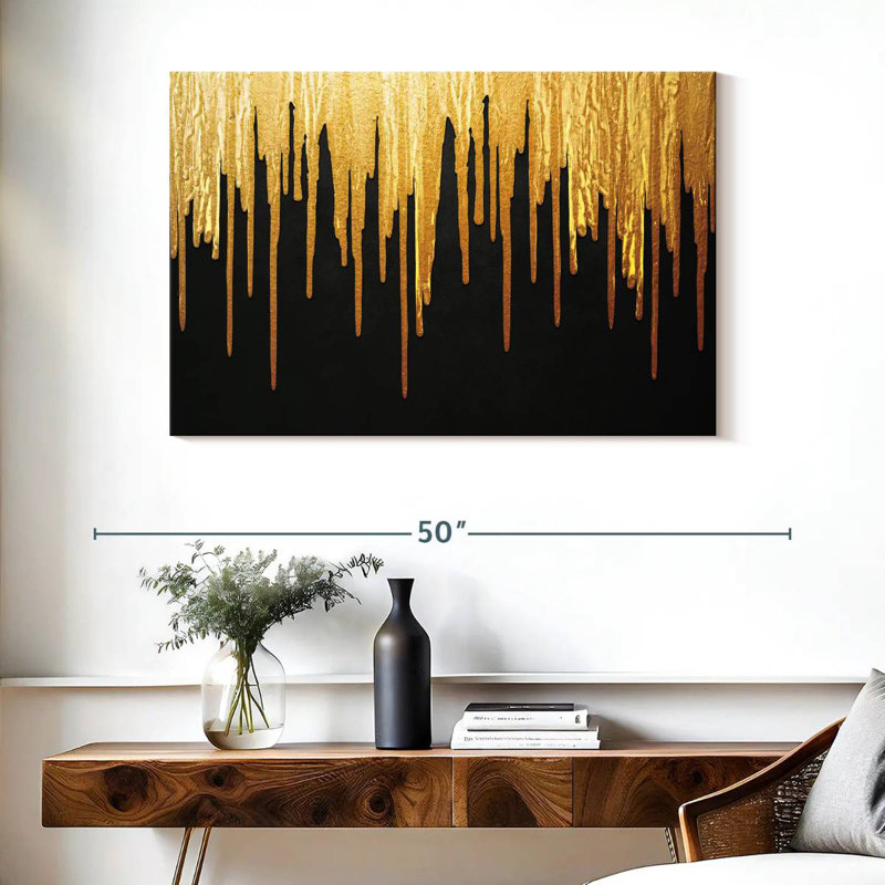 Goutte de peinture dorée Avery, H 26 po x l 39 po