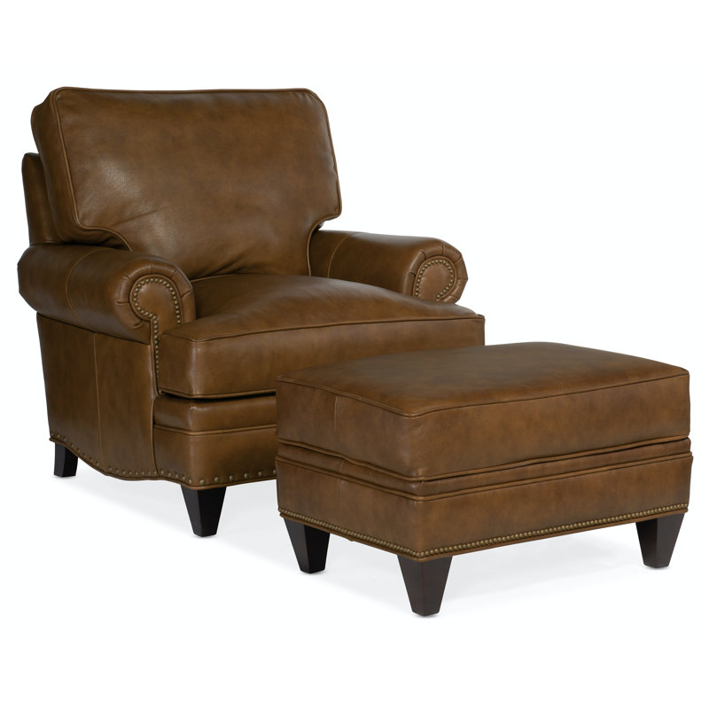 Carrado Leather Ottoman, Anilina Tan Genuine Leather