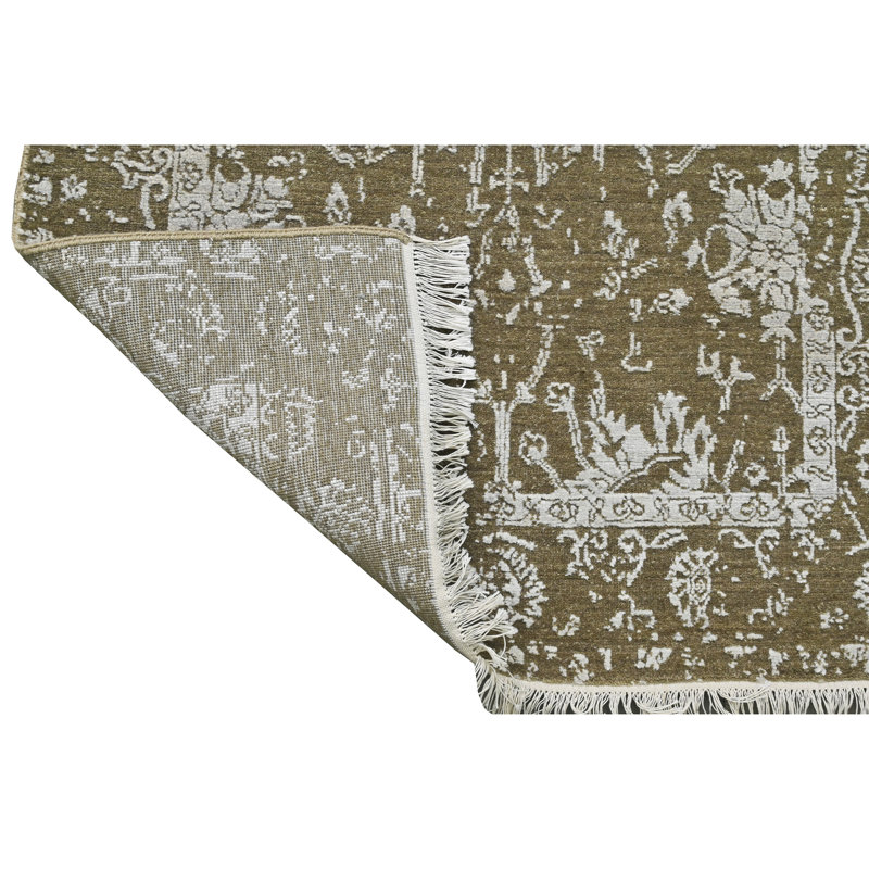 Hand Knotted Wool/Viscose Area Rug in Brown/Silver