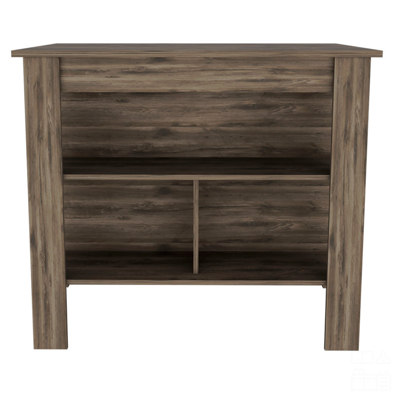 Kitchen Island, Three Concealed Shelves, Dark Brown