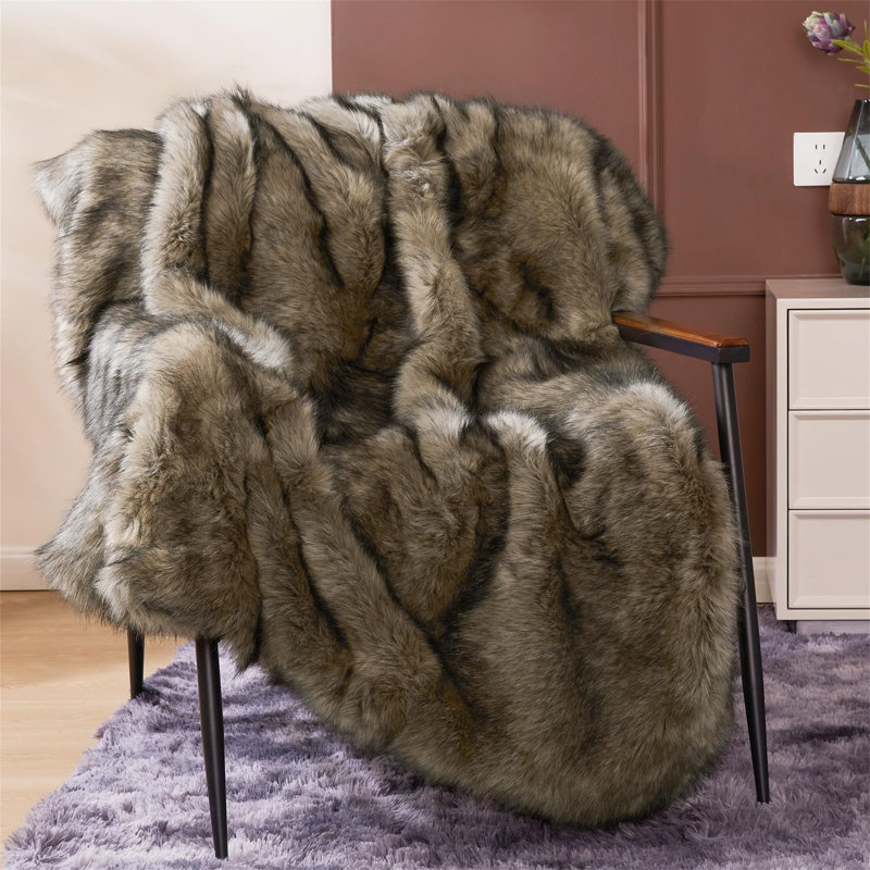 Machine Woven Throw Blanket, Brown