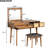 43.3" Classic Brown Wood Makeup Vanity With Flip-Top Mirror, Stool And Three Drawers For Fine Space In Brown, Tasteful Environment-1521431968