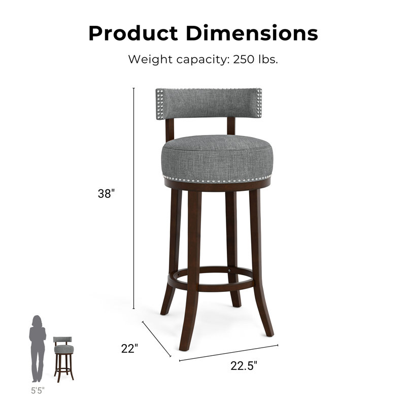 Norden Swivel Bar & Counter Stool, Light Gray, Bar Stool (30" Seat Height)